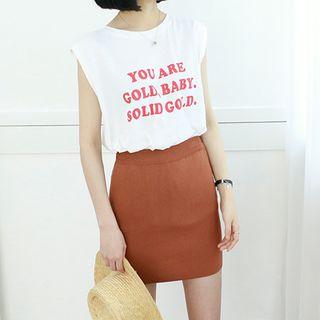 Petite Size Slim-fit Knit Miniskirt