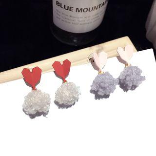 Heart Pom Pom Ear Stud