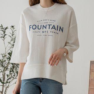 3/4-sleeve Letter Boxy T-shirt