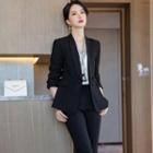 Single-button Blazer / Mini Pencil Skirt / Straight Leg Dress Pants / Set