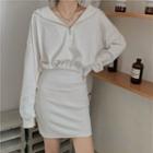 Mock Two-piece Half-zip Hoodie Dress White - One Size