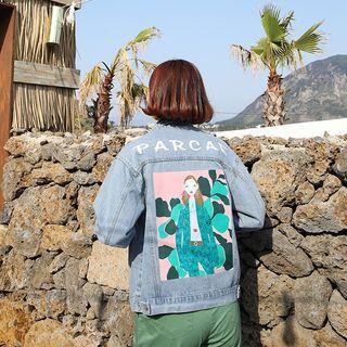 Illustration Denim Trucker Jacket Blue - One Size