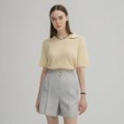 Collared Boucl  Knit Top