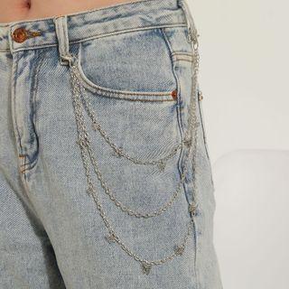 Butterfly Alloy Layered Jeans Chain Silver - One Size