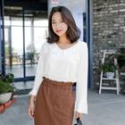 V-neck Collared Flare-cuff Top