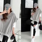 Sleeveless Slit-side Oversize Hoodie Gray - One Size