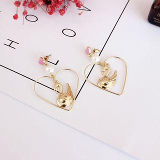 Swan Heart Earring
