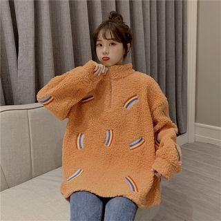 Embroidered Fleece Pullover As Shown In Figure - One Size