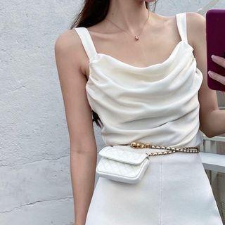 Ruched Tank Top / High Waist Knit Shorts