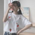 Embroidered Crew Neck Short-sleeve T-shirt