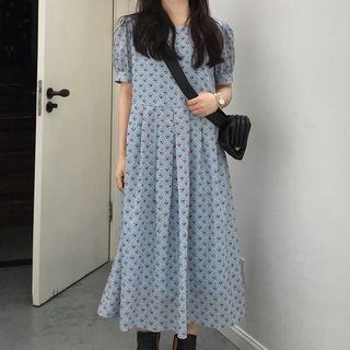 Lantern Sleeve Floral Loose-fit Midi Dress