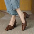 Block-heel Bow Accent Loafers
