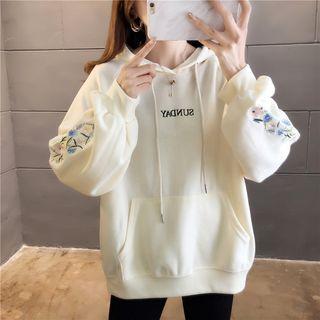 Flower Embroidered Oversize Hoodie