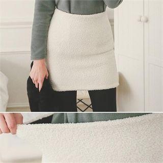 Band-waist Fleece Mini Skirt
