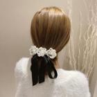 Faux Pearl Bow Hair Clip White Faux Pearl - Black - One Size