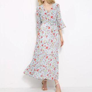 Tie-waist Floral Maxi Dress