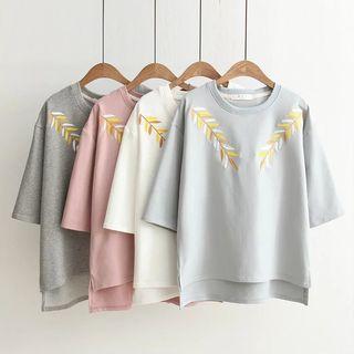 Embroidered Short-sleeve Sweatshirt