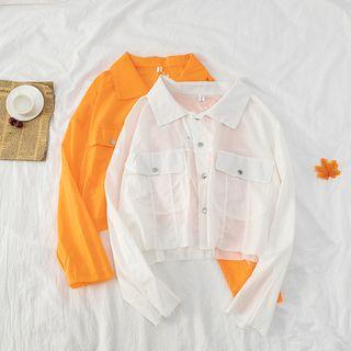 Sheer Plain Cropped Jacket