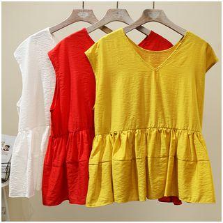 Plain Sleeveless V-neck Top