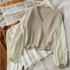 Mock Two-piece V-neck Sweater In 5 Colors