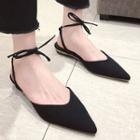 Faux Suede Pointed Lace Up Flats
