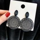 Perforated Disc Earring 1 Pair - Black - One Size