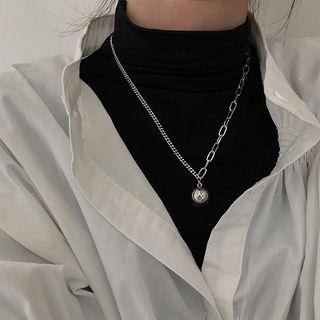Smiley Face Bell Necklace Silver - One Size
