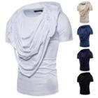 Short-sleeve Braided Strap Hooded T-shirt