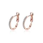 Simple Plated Rose Gold Round Earrings With Cubic Zircon Rose Gold - One Size