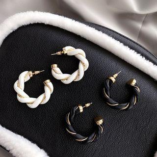 Twisted Faux Leather Open Hoop Earring