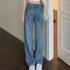 High-waist Wide-cuff Maxi Jeans