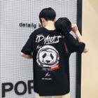 Couple Matching Elbow-sleeve Panda Print T-shirt