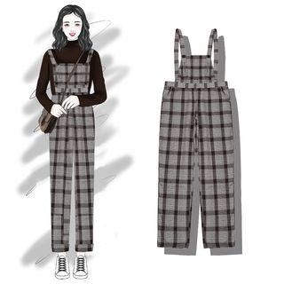 Plaid Jumper Pants Plaid - One Size