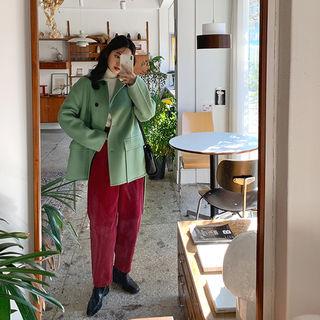Single-breasted Woolen Jacket & Sash