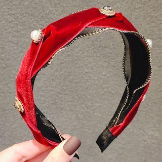 Velvet Faux Pearl Headband