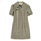 Check Short-sleeve A-line Qipao