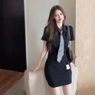 Short-sleeve Tie Neck Polo Dress
