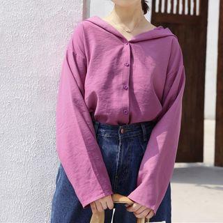 Long-sleeve Hooded Blouse