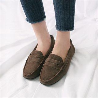 Fleece-lined Genuine-suede Penny Loafers