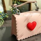 Heart-appliqu  Scalloped Satchel Pink - One Size