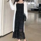 Spaghetti-strap Print Dress / Open Front Cover-up