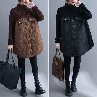Mock Two-piece Knit Panel Padded Top