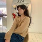 Scallop-collar Fuzzy Cardigan