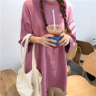 Plain Loose-fit Long T-shirt