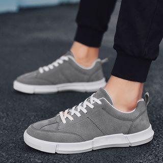 Faux Suede Stitched Sneakers
