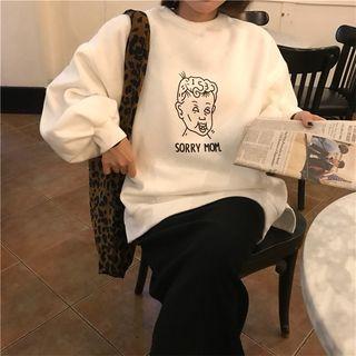 Lantern-sleeve Printed Pullover