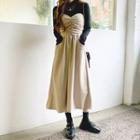 Shirred Pocket-side Midi Tube Dress