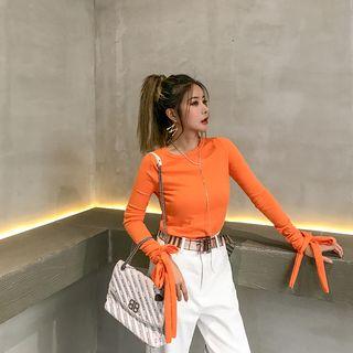 Long Sleeve Bow-detail Knit Top