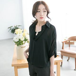 Mock Two-piece Chiffon Blouse