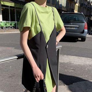 Spaghetti-strap Vest + Plain T-shirt